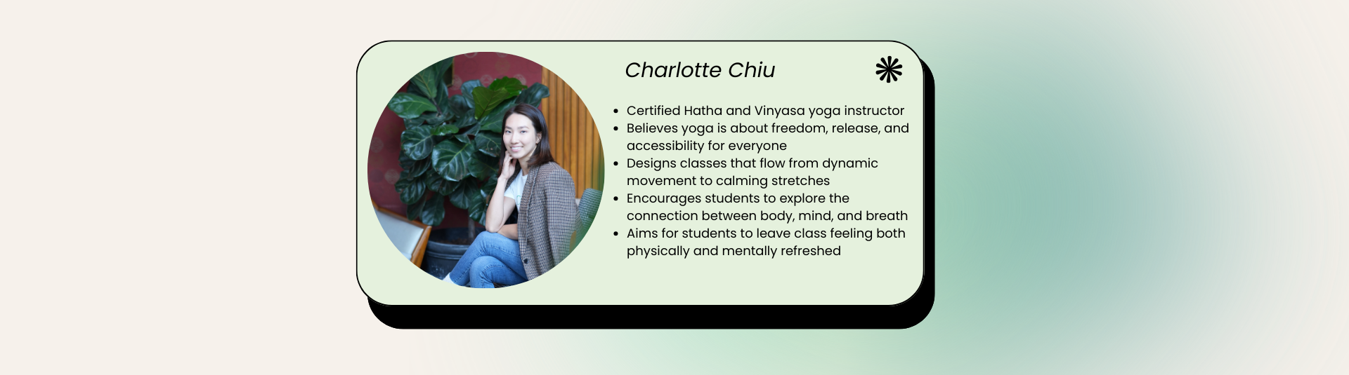 Yoga coach Charlotte Chiu